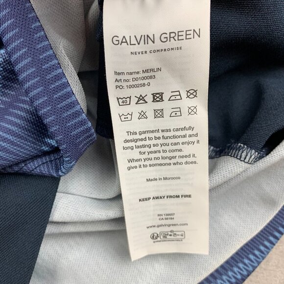 Galvin Green Mens Shirt Large Blue Striped Polo Merlin Breathable Golf Stretch - Picture 7 of 10